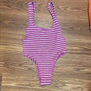 Striped Purple and White Swimsuit